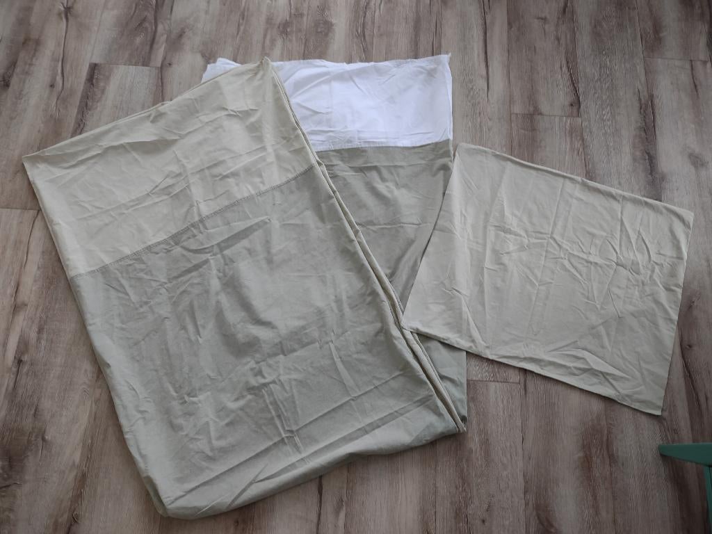 Prachtig khaki, zandkleurig dekbedovertrek+ kussensloop IKEA, Eenpersoons, Dekbedovertrek, Ophalen of Verzenden, Onb