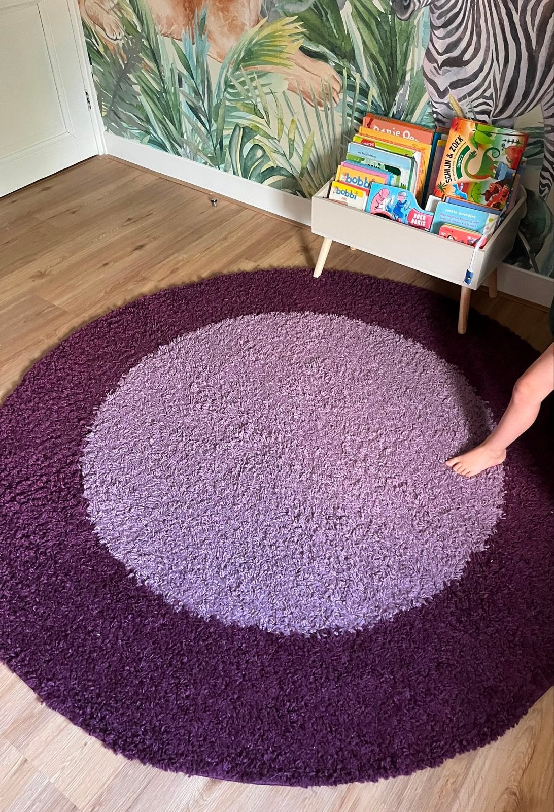 Volero Rond Vloerkleed - Diameter 160 cm - Zo goed als nieuw, Huis en Inrichting, Stoffering | Tapijten en Kleden, Paars, 150 tot 200 cm
