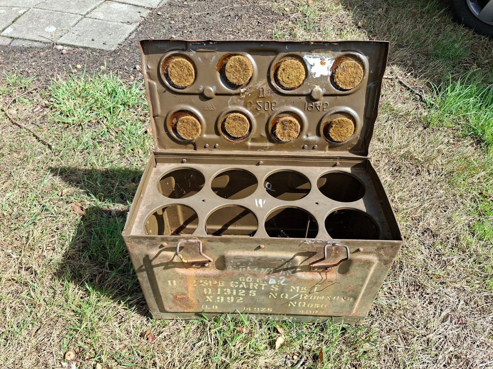 25pdr kist met rek., Verzamelen, Militaria | Tweede Wereldoorlog, Kist of Geocache, ., Ophalen of Verzenden, .