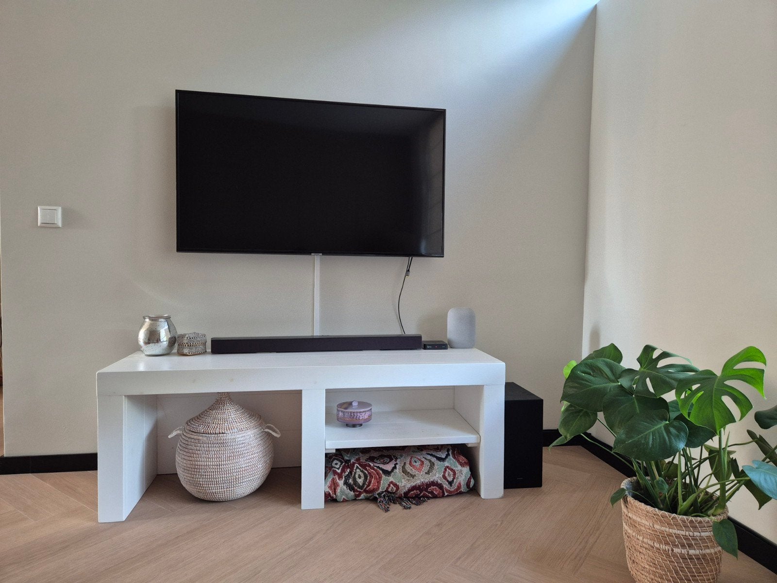 Steigerhouten TV meubel Nord XL, Ophalen, Gebruikt, 100 tot 150 cm, Steigerhout
