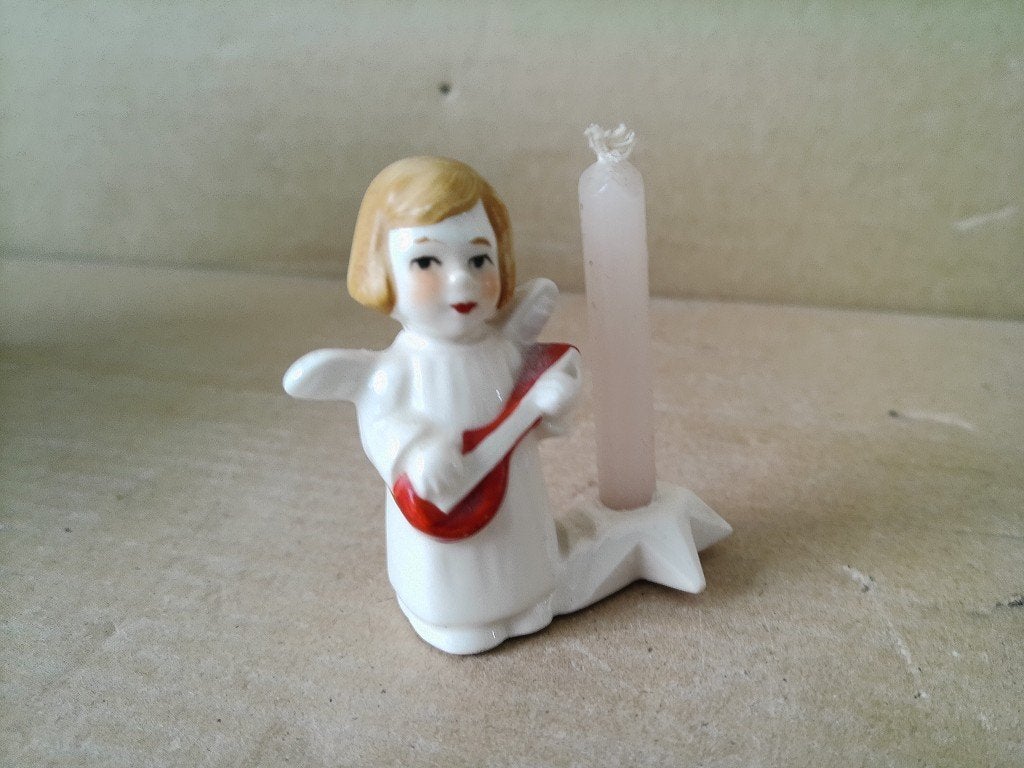 Goebel beeldje kandelaartje engel Goebel kerstengel 5cm 1960, Ophalen of Verzenden
