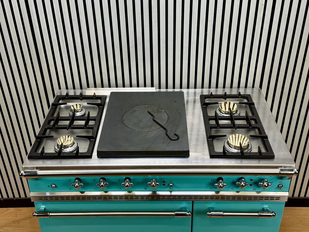 Unieke Lacanche Fornuis Koraalblauw / Coupe de feu 110 cm, Fornello Esperta, Ophalen of Verzenden, Zo goed als nieuw, Energieklasse A of zuiniger