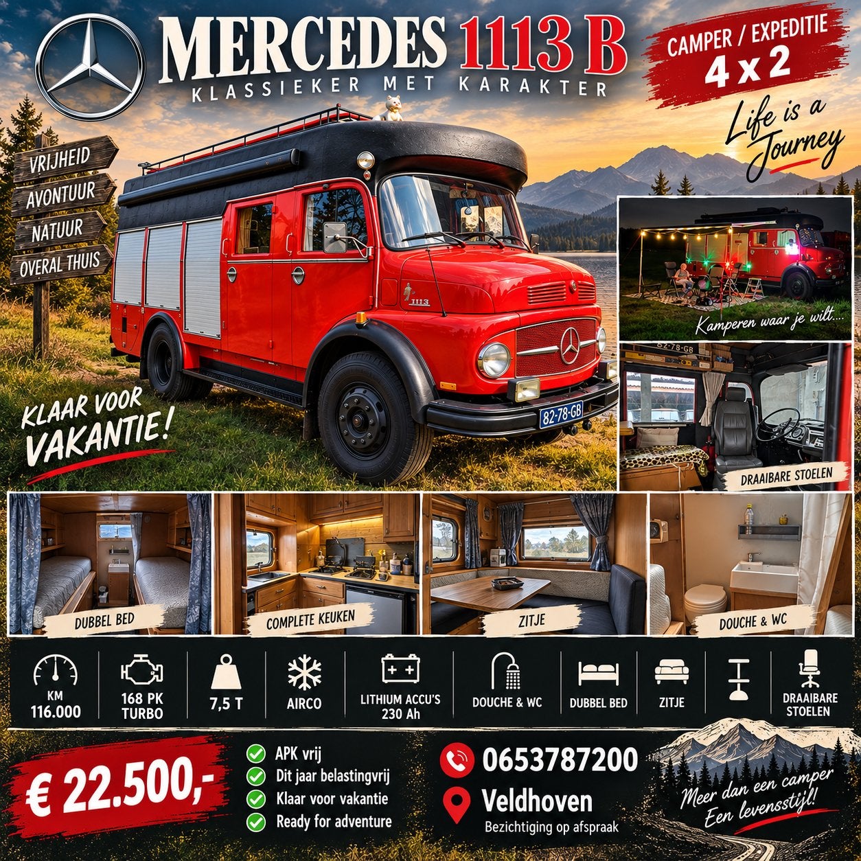 Mercedes-Benz Kurzhauber 1113 B 168 pk turbo 4x2 Camper, Mercedes-Benz, Diesel, Particulier, Mercedes