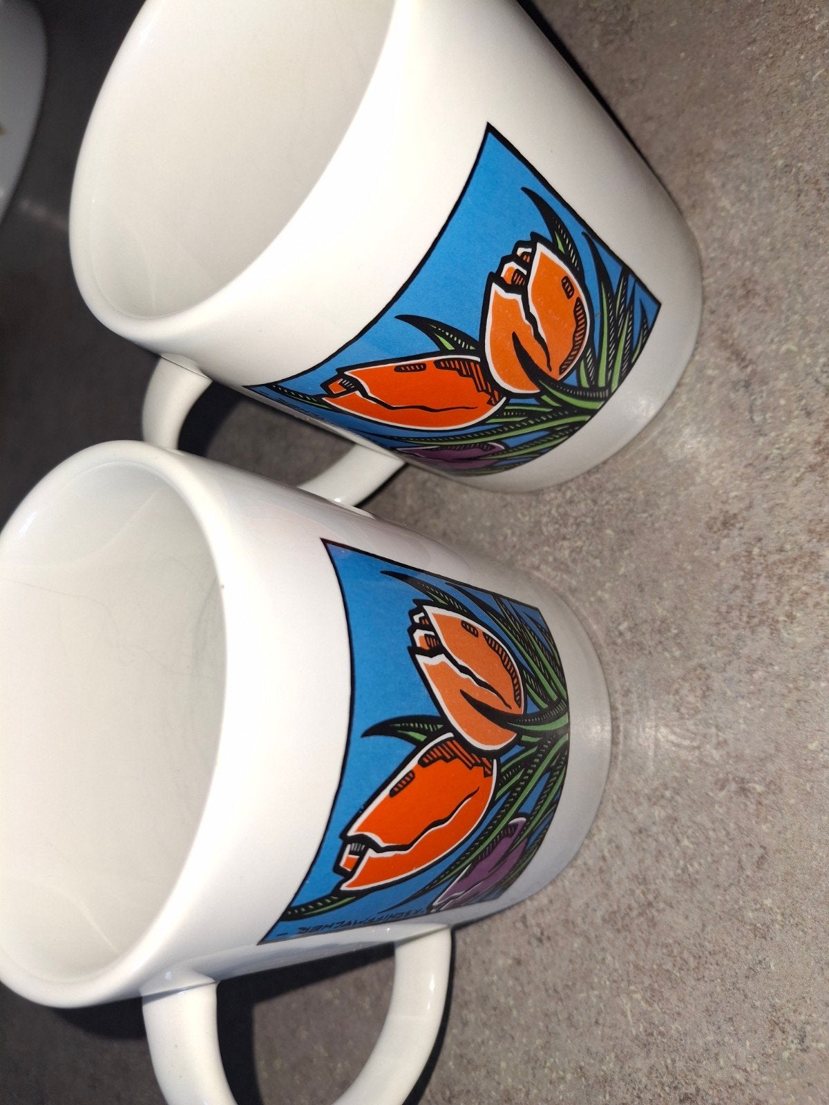Set van 2 H.Schiffmacher mokken met tulp design, Overige typen, Ophalen of Verzenden, Zo goed als nieuw, Steen/keramiek
