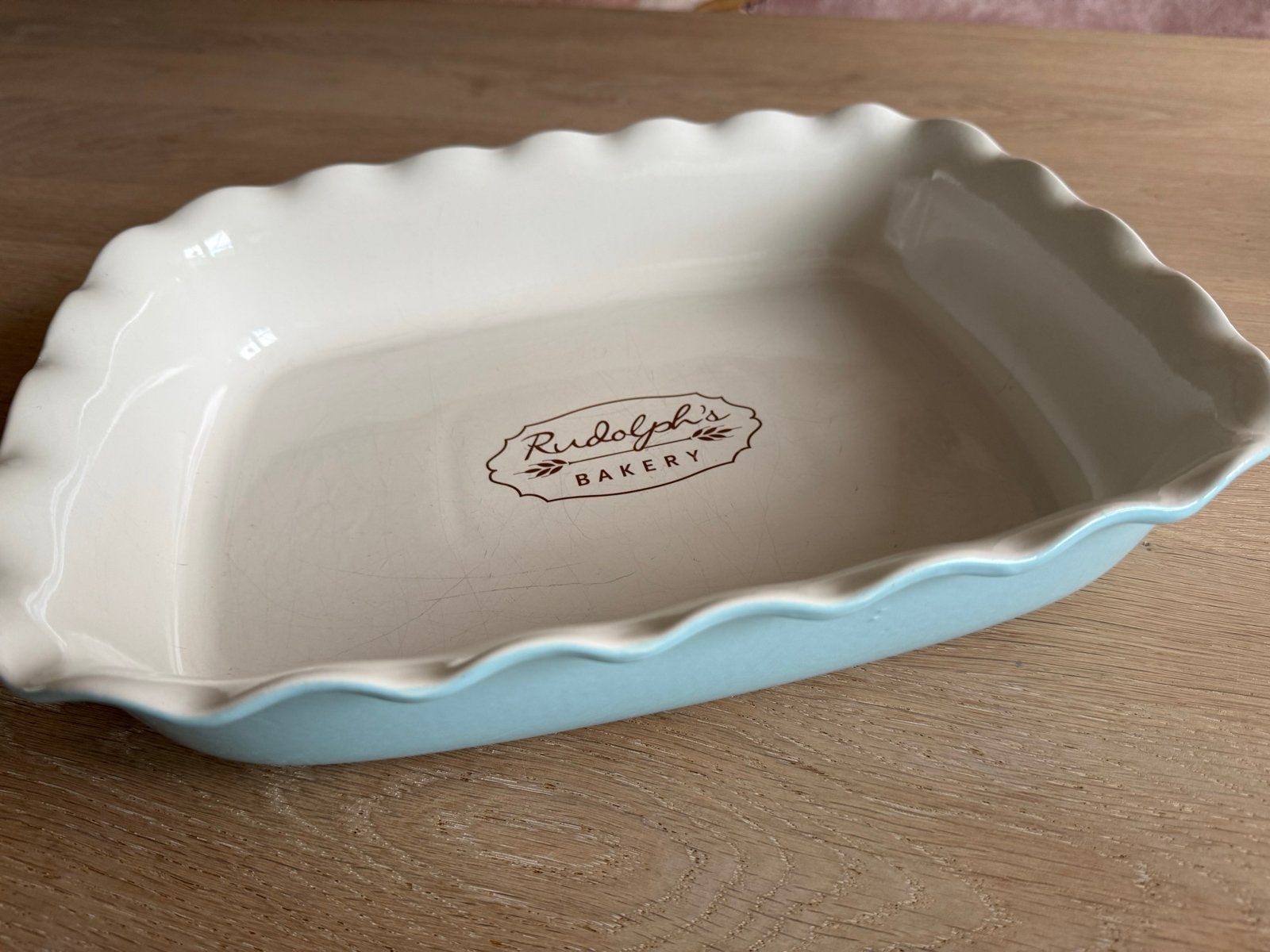 Rudolph's Bakery Ovenschaal - Wit/Blauw Keramiek, Huis en Inrichting, Ophalen, Steen/keramiek, Wit, Overige merken