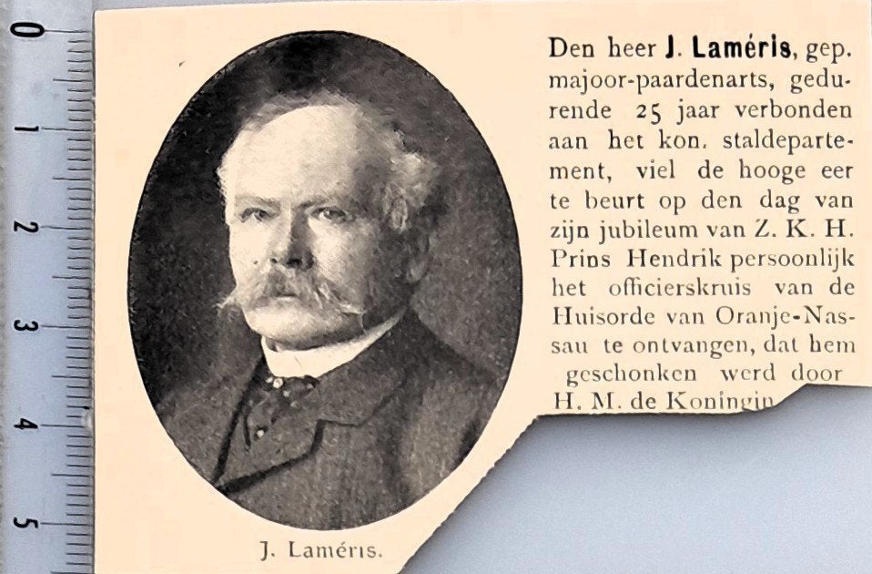 Leger 1909:J.Laméris krijgt officierskruis Huisorde v. Oranj, Verzamelen, Verzenden, Voor 1940, Gebruikt, Overige onderwerpen