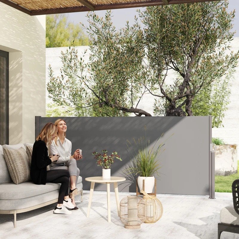 Uitschuifbare Zijluifel Privacy-scherm 300x140cm Donkergrijs, Tuin en Terras, Overige materialen, 1 tot 2 meter, Onbekend, Nieuw