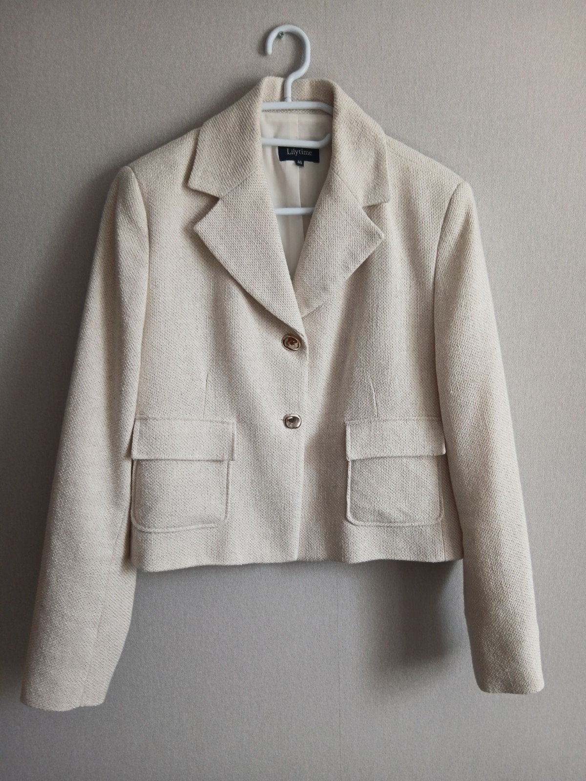 Creme korte blazer Lilytime maat 40, Kleding | Dames, Maat 38/40 (M), Beige, Ophalen of Verzenden, Jasje