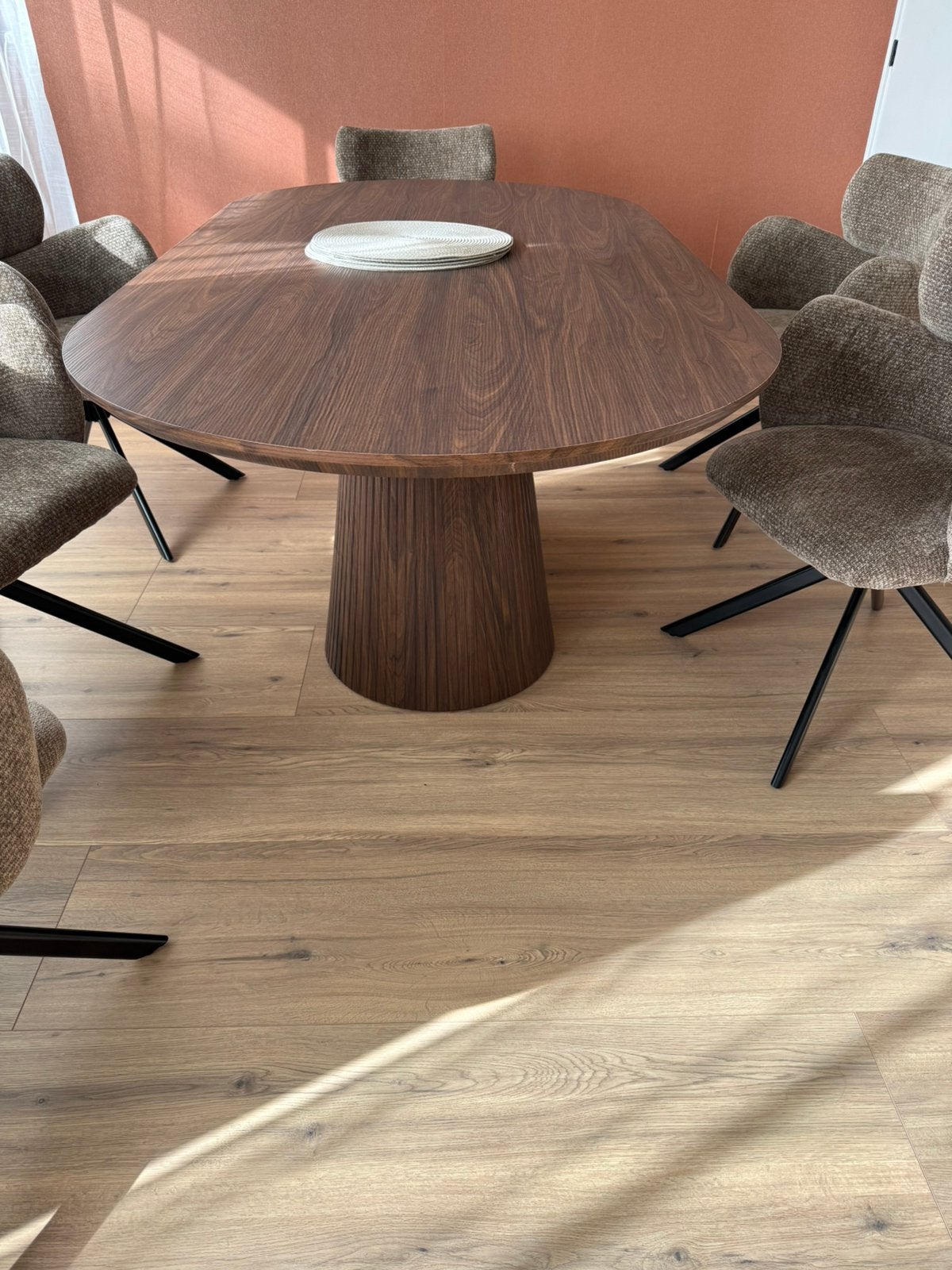 eettafel ovaal 200 cm - walnoot, Bruin, 75 m² of meer, Ophalen, Parket