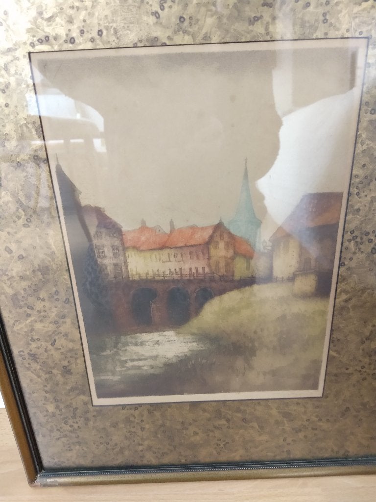 ingelijste een aquarel gesigneerd, Ophalen