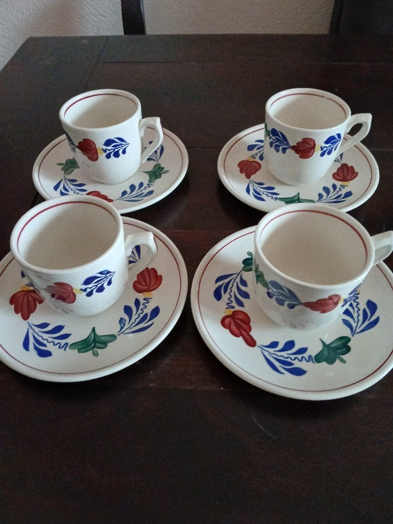 Boerenbont koffiekop en Schotels - 4 stuks,nieuw, Vintage, Nieuw, Ophalen of Verzenden, Royal Boch