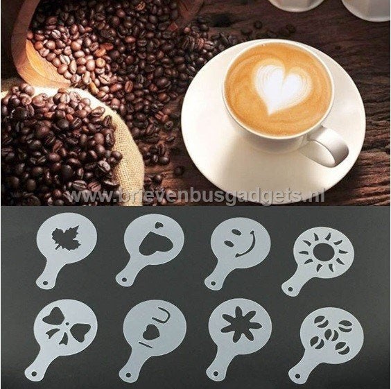Figuur sjabloon voor cappuccino (16 stuks), Overige modellen, Nieuw, Www.brievenbusgadgets.nl, Www.brievenbusgadgets.nl