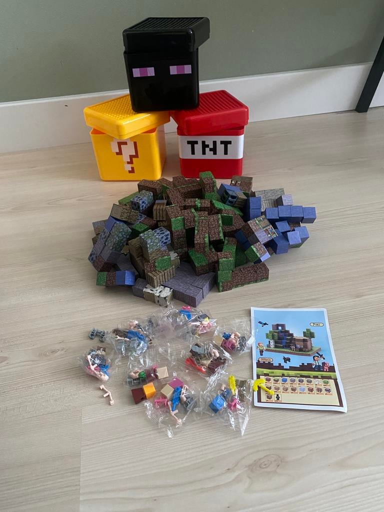 Groot pakket Minecraft magneetblokken met bewaardozen, Verzenden, Gebruikt, Overige merken