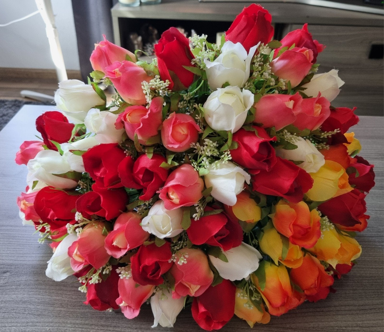 Prachtig boeket kunstbloemen - rozen in diverse kleuren, Binnen, Kunstbloem, Nieuw, Ophalen of Verzenden