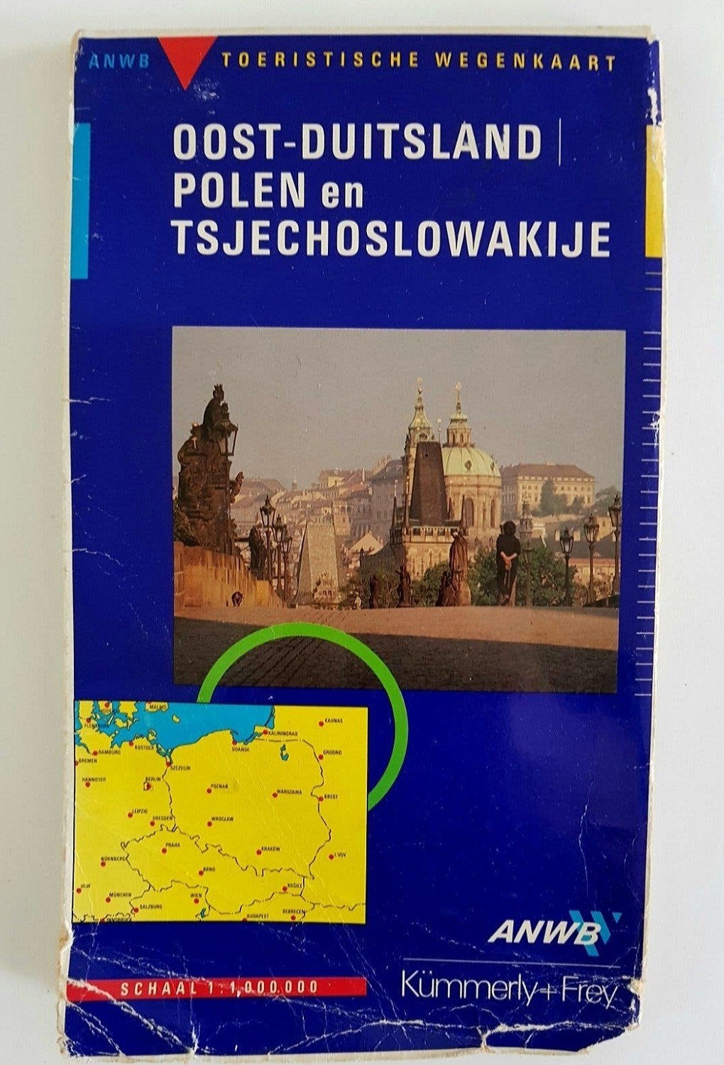 Auto wegenkaart ANWB Oost-Duitsland Polen Tjechoslowakije, Boeken, Atlassen en Landkaarten, Verzenden, Europa Overig, 1800 tot 2000