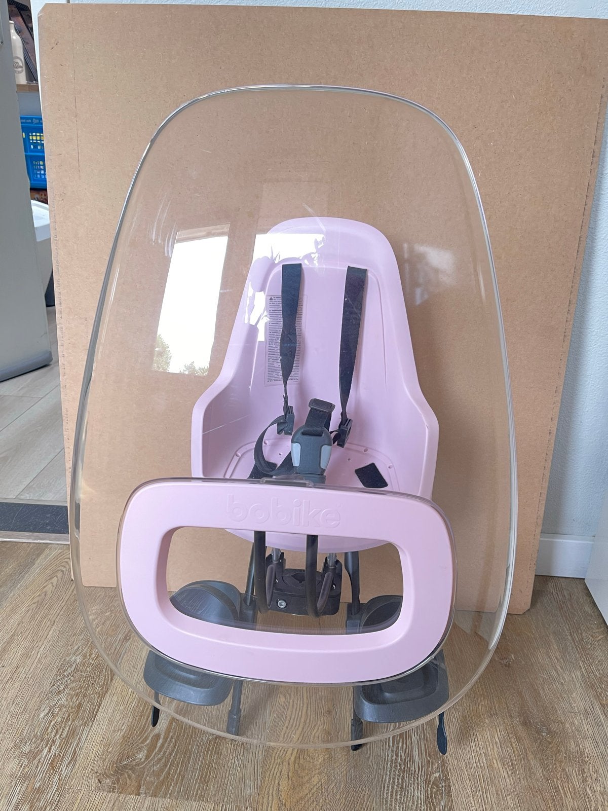 Roze Bobike fietsstoeltje voor voorop met windscherm, Ophalen, Voetsteuntjes, Voorzitje, Nieuw