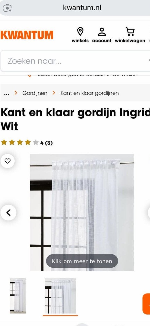 2x Gordijn Ingrid Kwantum 140x260cm - Nieuw in verpakking, Huis en Inrichting, Kwantum, Ophalen, Nieuw, Gordijn