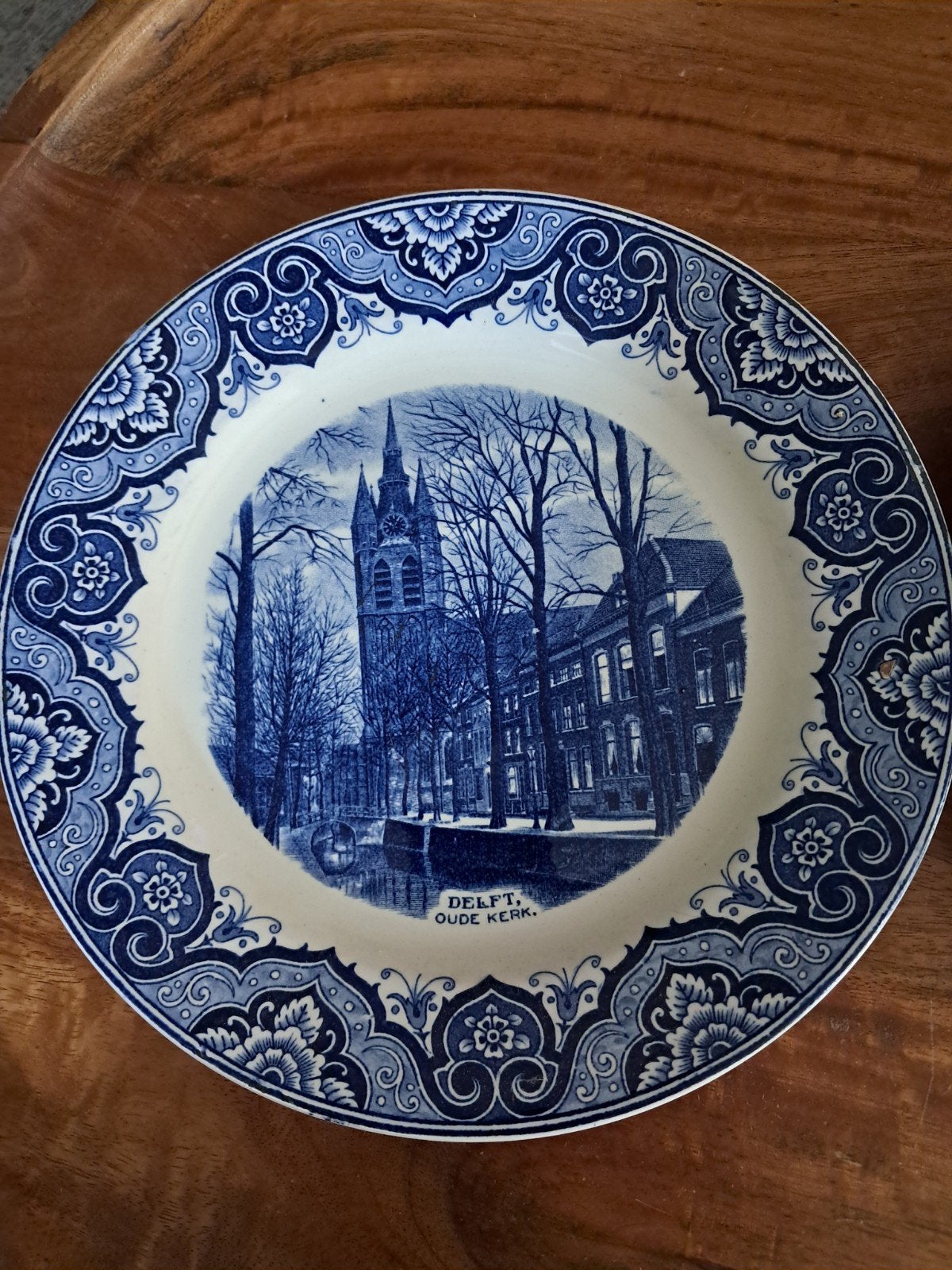 Antiek Wandbord van Societe Ceramique- Oude Kerk Delft, Antiek en Kunst, Ophalen of Verzenden