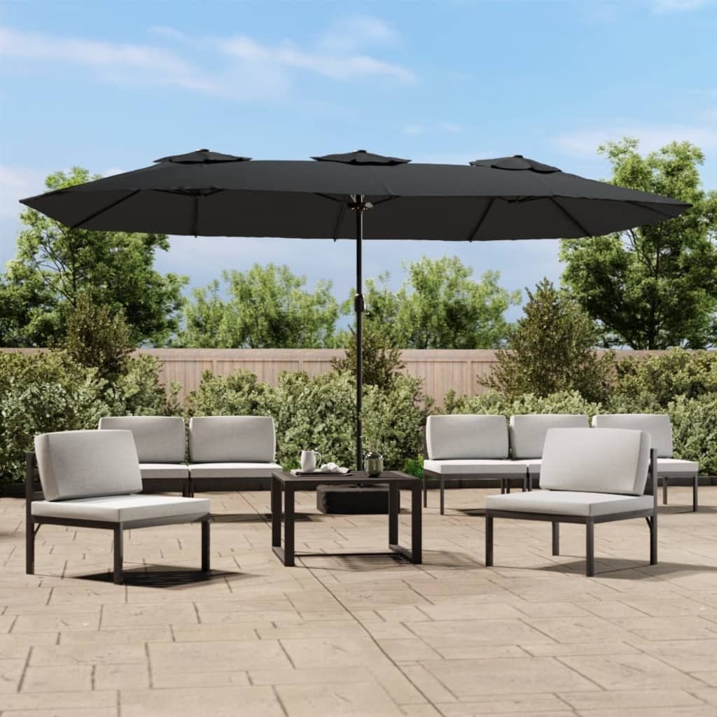 Vidaxl dubbele parasol 449x265 cm antraciet met fout, Ophalen, Nieuw, Meer dan 4 meter, Overige typen