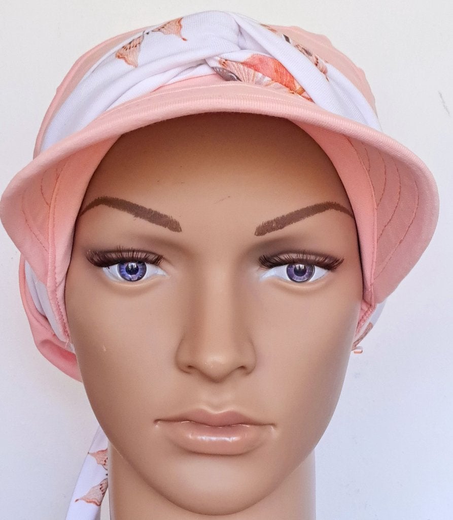 Chemo/haarverlies tricot pet met sjaal no 22 C. Lichtzalm., Kleding | Dames, Mutsen, Sjaals en Handschoenen, Maat 42/44 (L), Nieuw