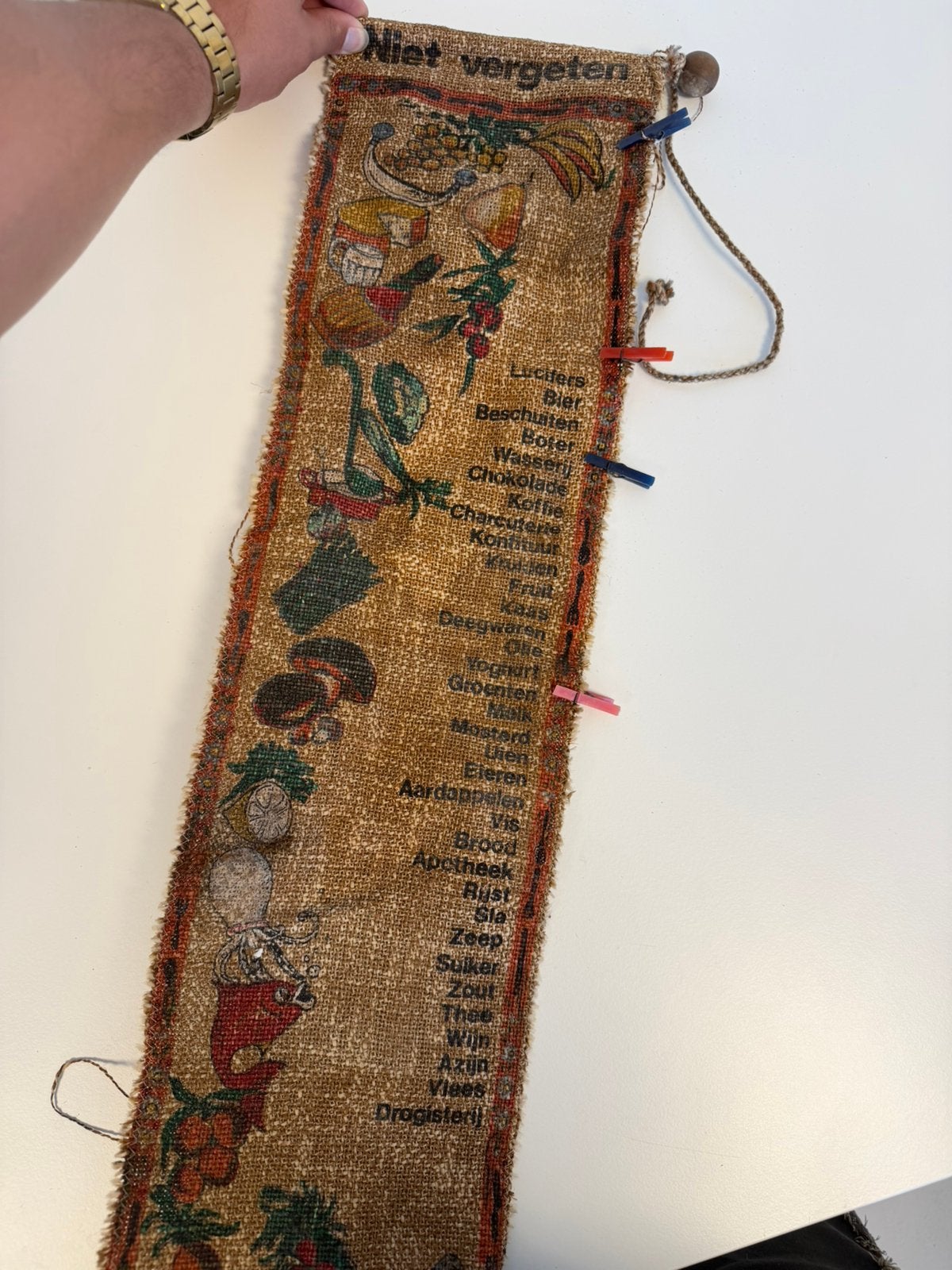Vintage Niet Vergeten Boodschappenlijst Schellekoord Jute, Ophalen of Verzenden
