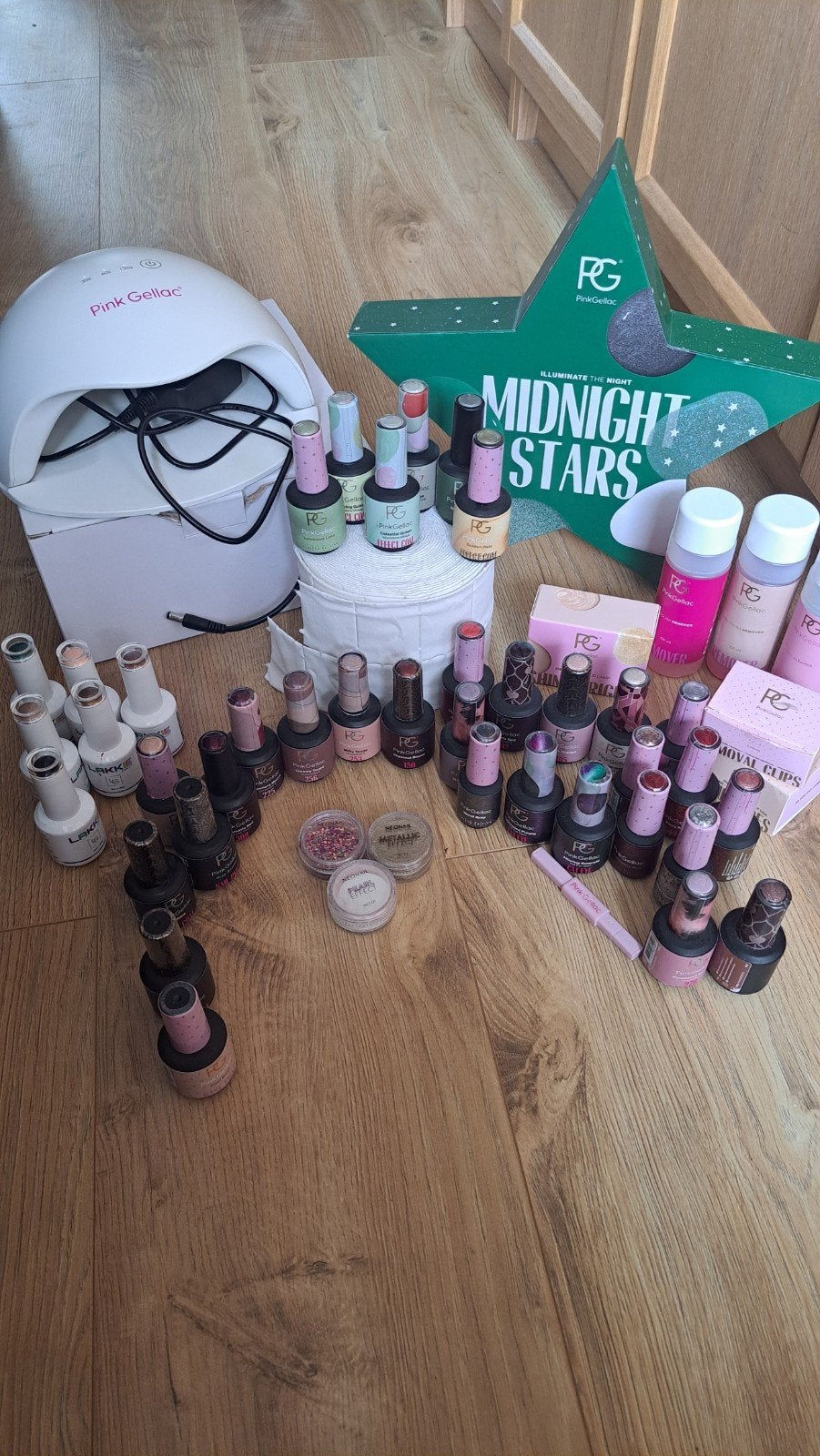 pink gellac complete set met heel veel lakjes, Ophalen, Gebruikt, Overige kleuren, Handen en Nagels