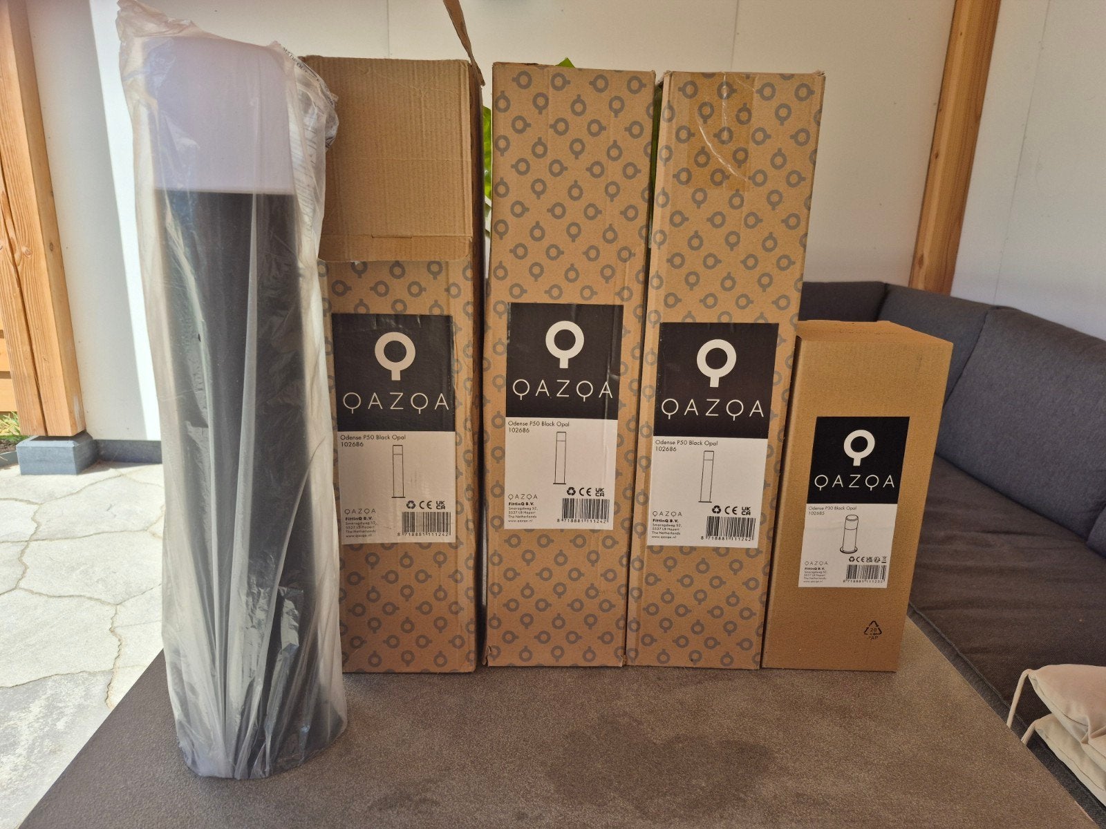 3x buiten lantaarn Qazqa 50cm, Ophalen, Netvoeding, Minder dan 50 watt