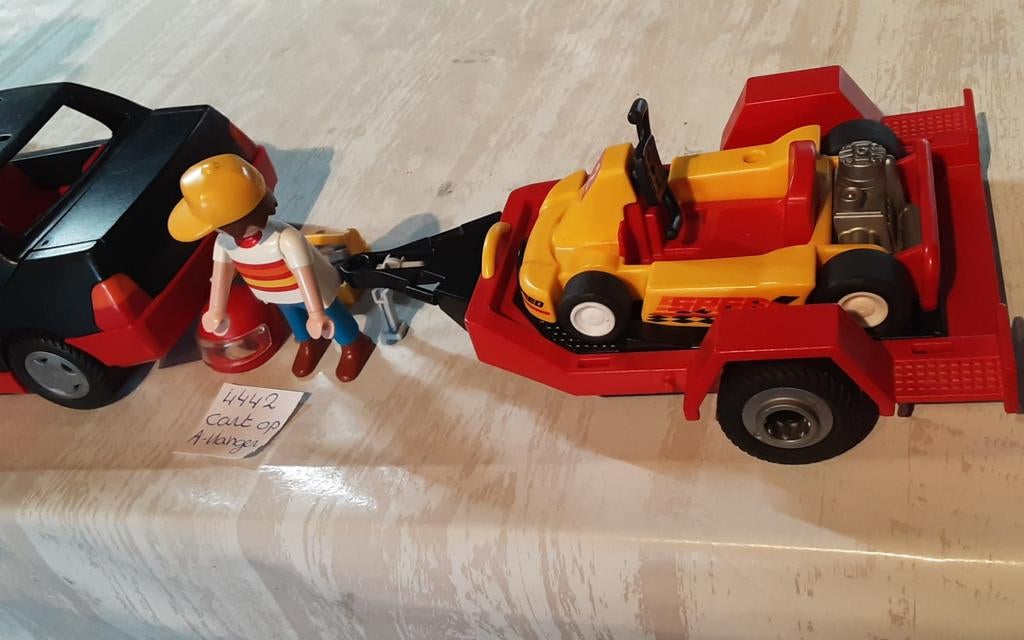 4442 auto met aanhanger en kart, Ophalen of Verzenden, Zo goed als nieuw, Complete set