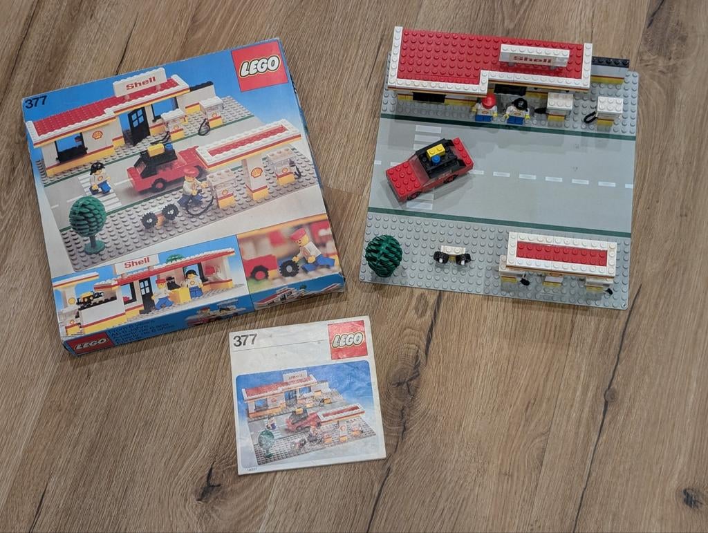 Lego 377 Shell tankstation kompleet met doos, Ophalen of Verzenden