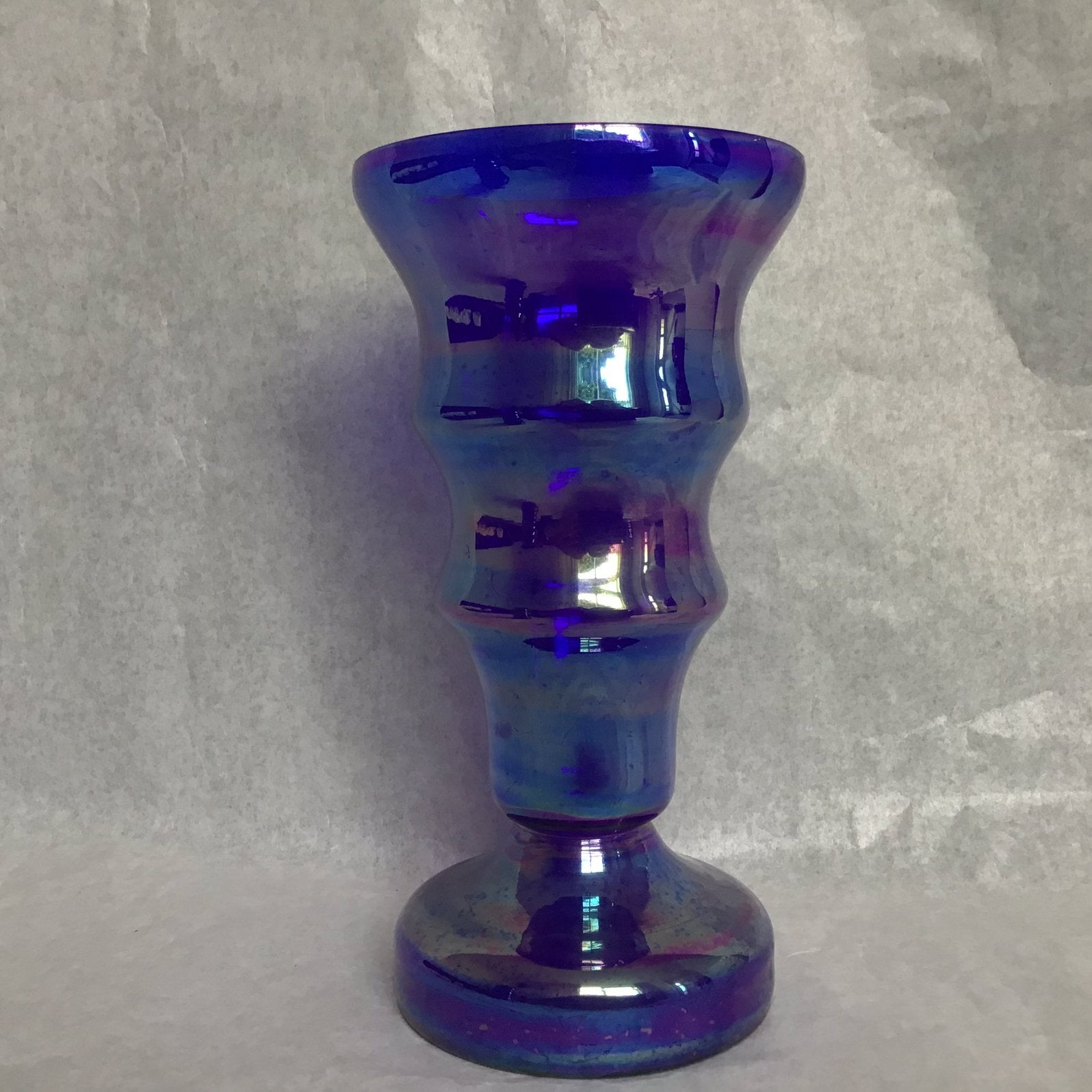 Kobalt blauw vaas - Irisé glas - 21.5 cm hoog - izgst, Ophalen of Verzenden