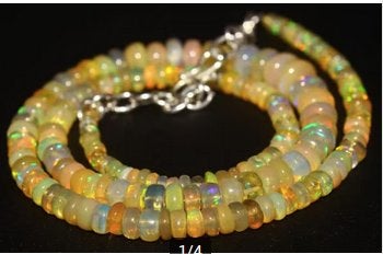 ketting Ethiopische Opaal 3-8 mm 40 cm stenen langer verstel, Sieraden, Tassen en Uiterlijk, Kettingen, Geel, Nieuw, Ophalen of Verzenden