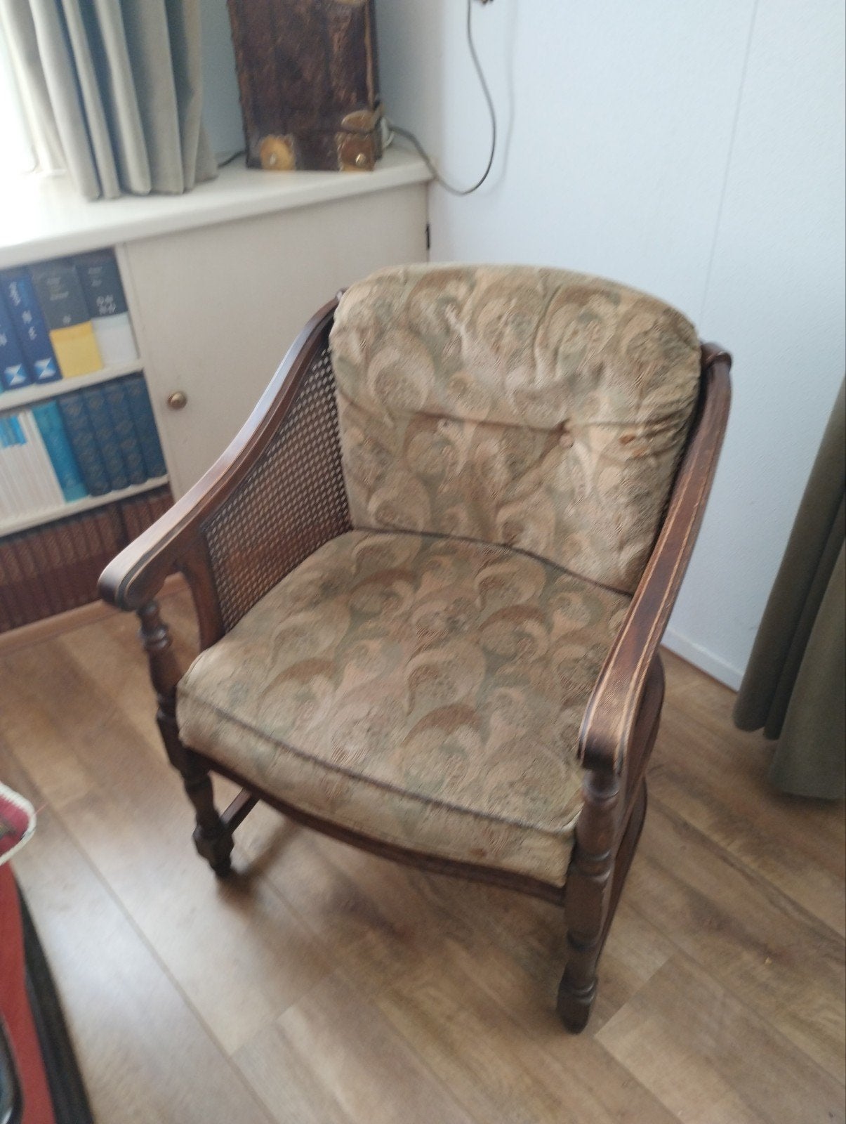 Vintage rotan fauteuil met houten frame, Ophalen