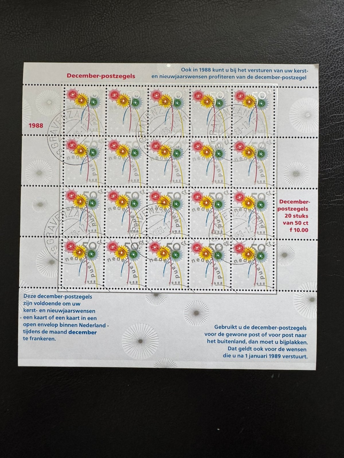Te koop: postzegel blok Decemberzegels 1988 gestempeld, Ophalen of Verzenden, Na 1940, Gestempeld