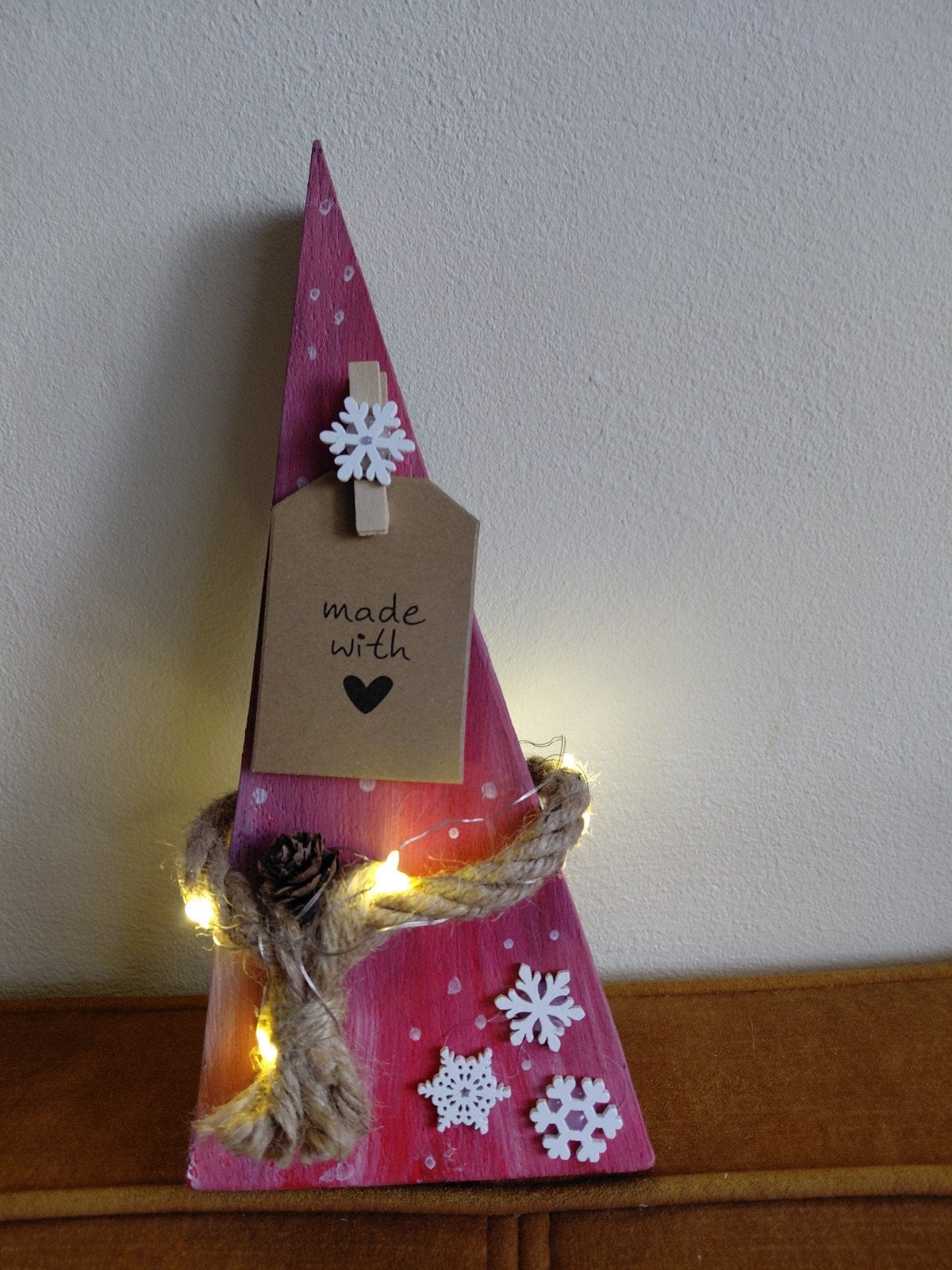 houten deco kerstboompje met lichtjes, Diversen, Ophalen, Nieuw