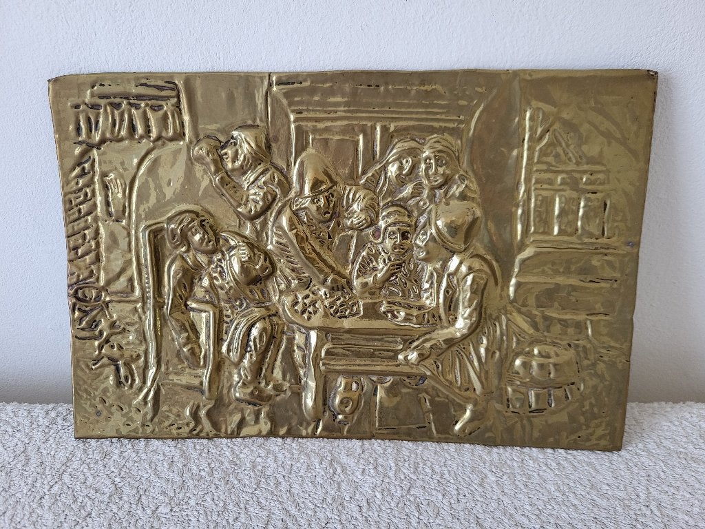 mooie koperen latoen platen 5 stuks vintage/retro zie foto's, Antiek en Kunst, Verzenden