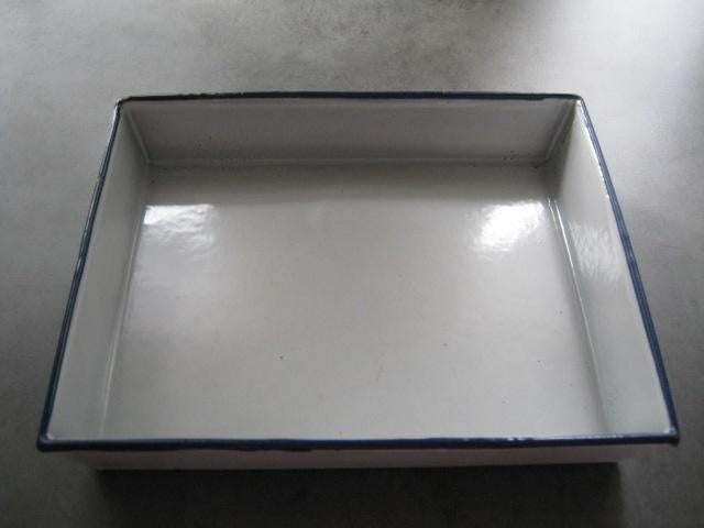 grijs emaille braadslee/schaal 28x22x5cm, Antiek en Kunst, Ophalen of Verzenden