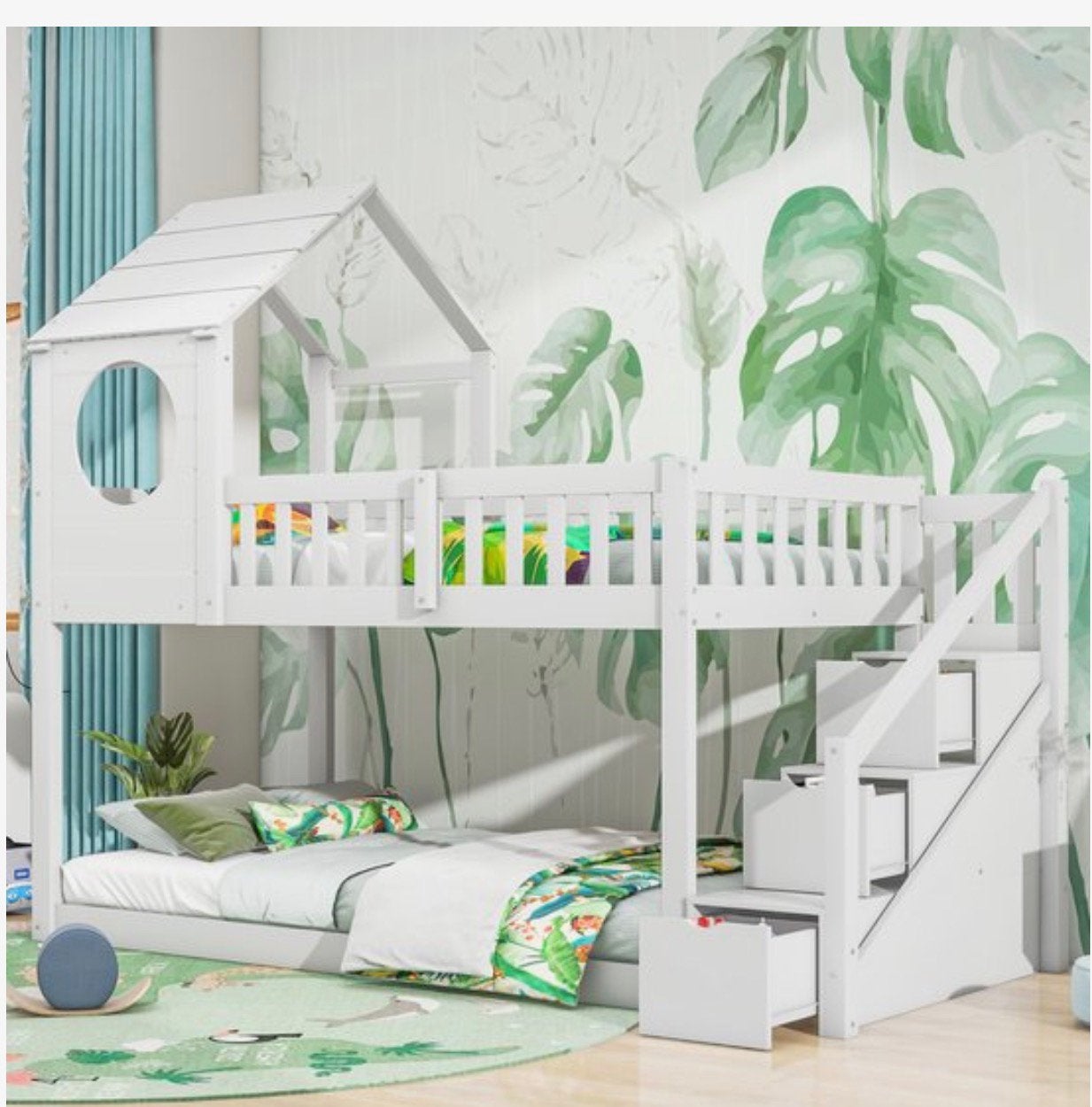Sweiko Boomhuis kinderbed, boven- en onderbedden, stapelbed., Ophalen, 85 tot 100 cm, Zo goed als nieuw, Hoogslaper of Stapelbed