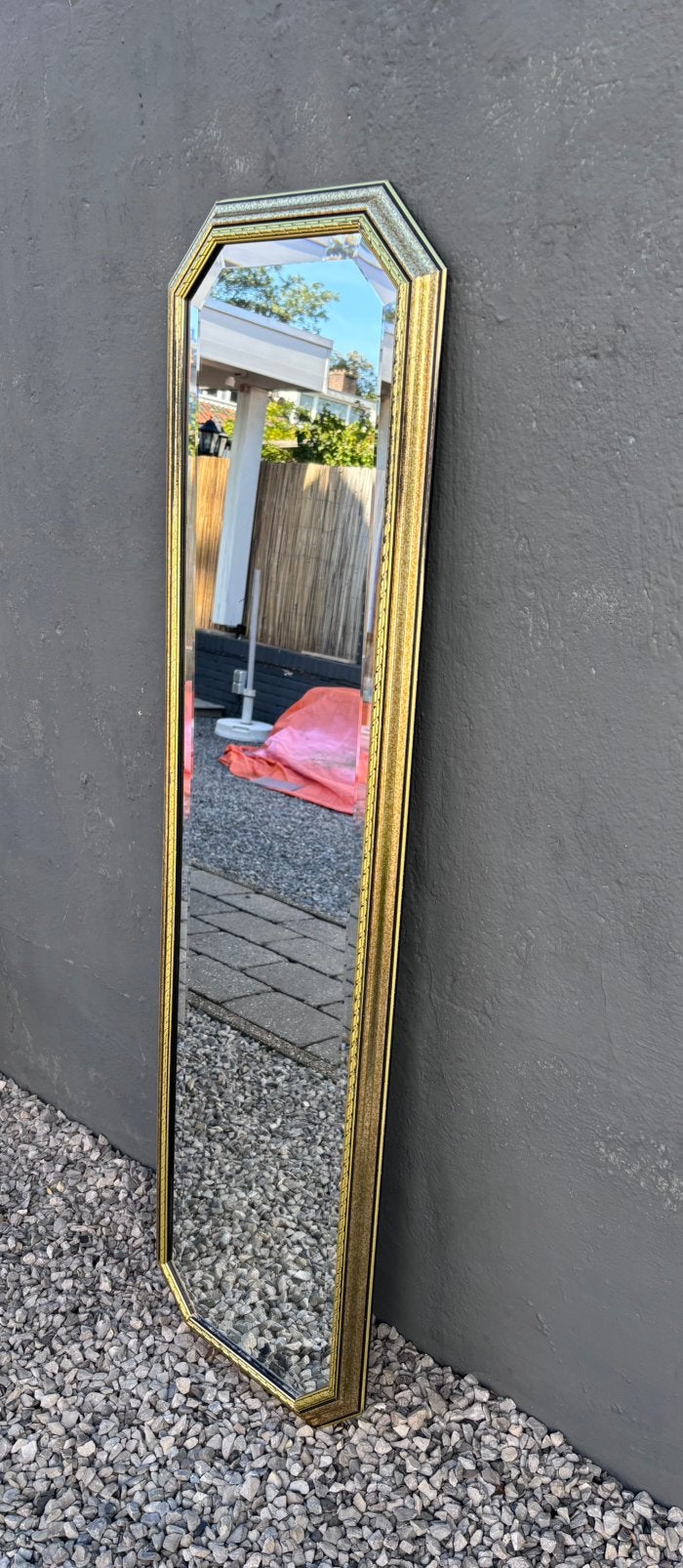 Prachtige Vintage Hollywood Regency Passpiegel –Goud & Facet, Ophalen, Overige vormen, Minder dan 50 cm, 100 tot 150 cm