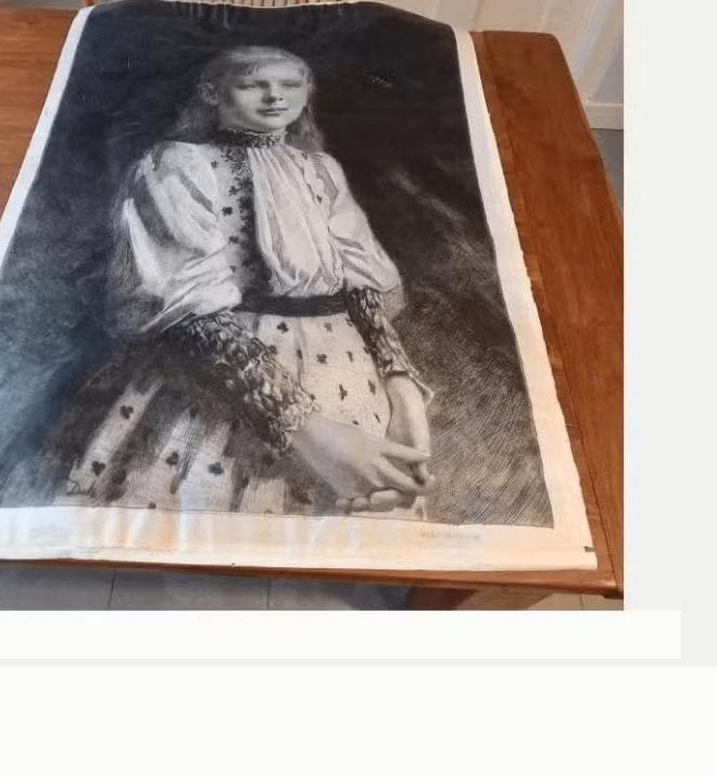 Originele 19e-eeuwse ets – Carel Lodewijk Dake: Wilhelmina, Antiek en Kunst, Kunst | Etsen en Gravures, Ophalen of Verzenden