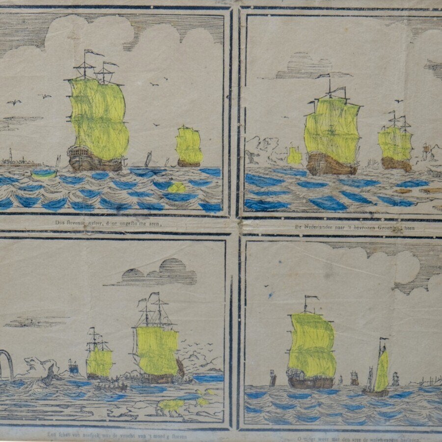 Twee antieke centsprenten Amsterdam / walvisvaart, Ophalen of Verzenden, Geschiedenis