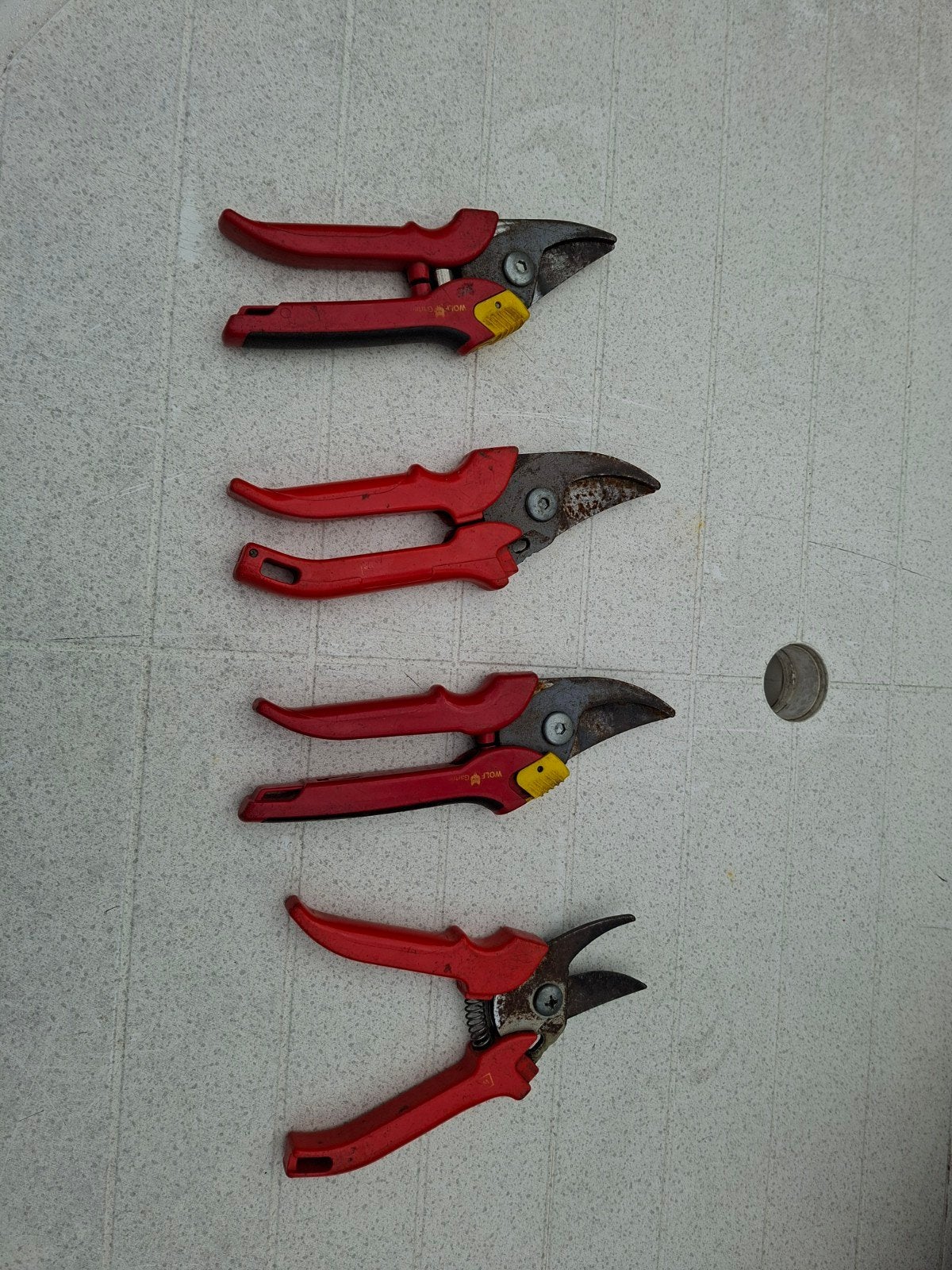 Set van 4 gebruikte snoeischaren, Ophalen of Verzenden, Gebruikt, 20 t/m 29 mm, Wolf Garten
