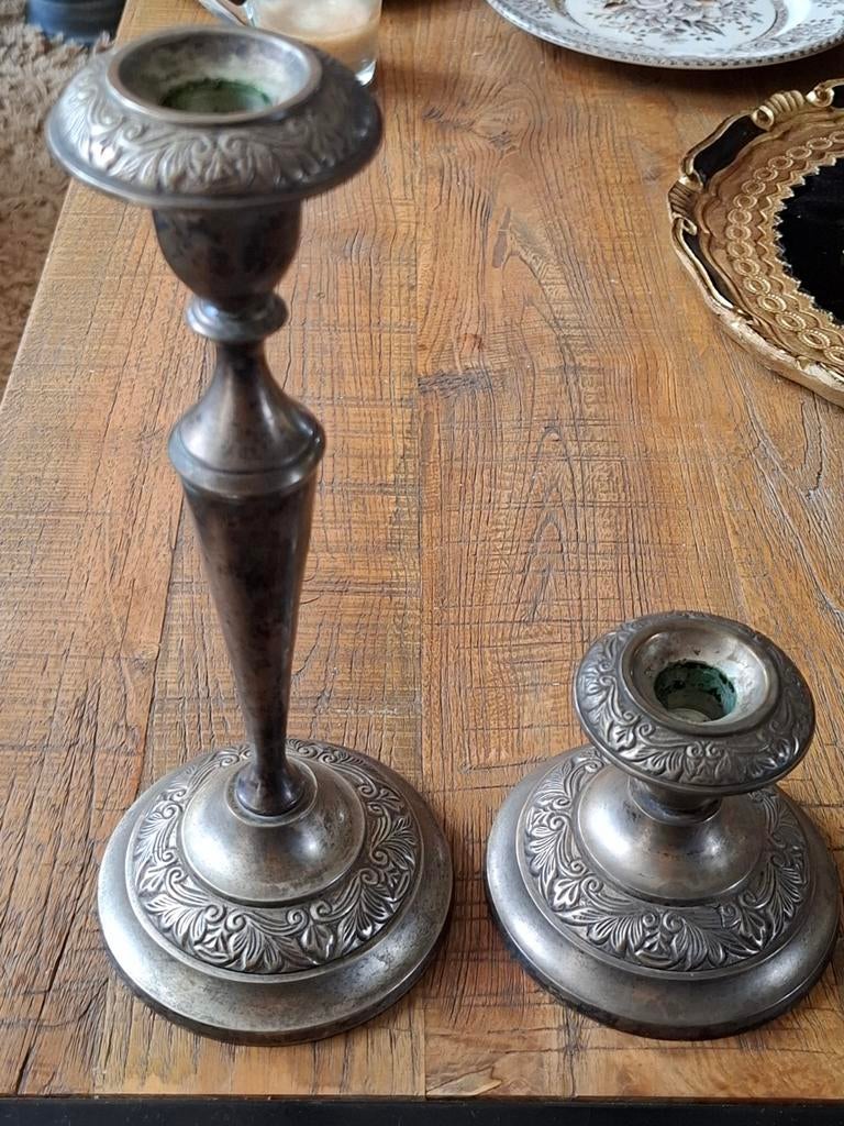 2 prachtige antieke kandelaars, Ophalen of Verzenden, Koper of Brons