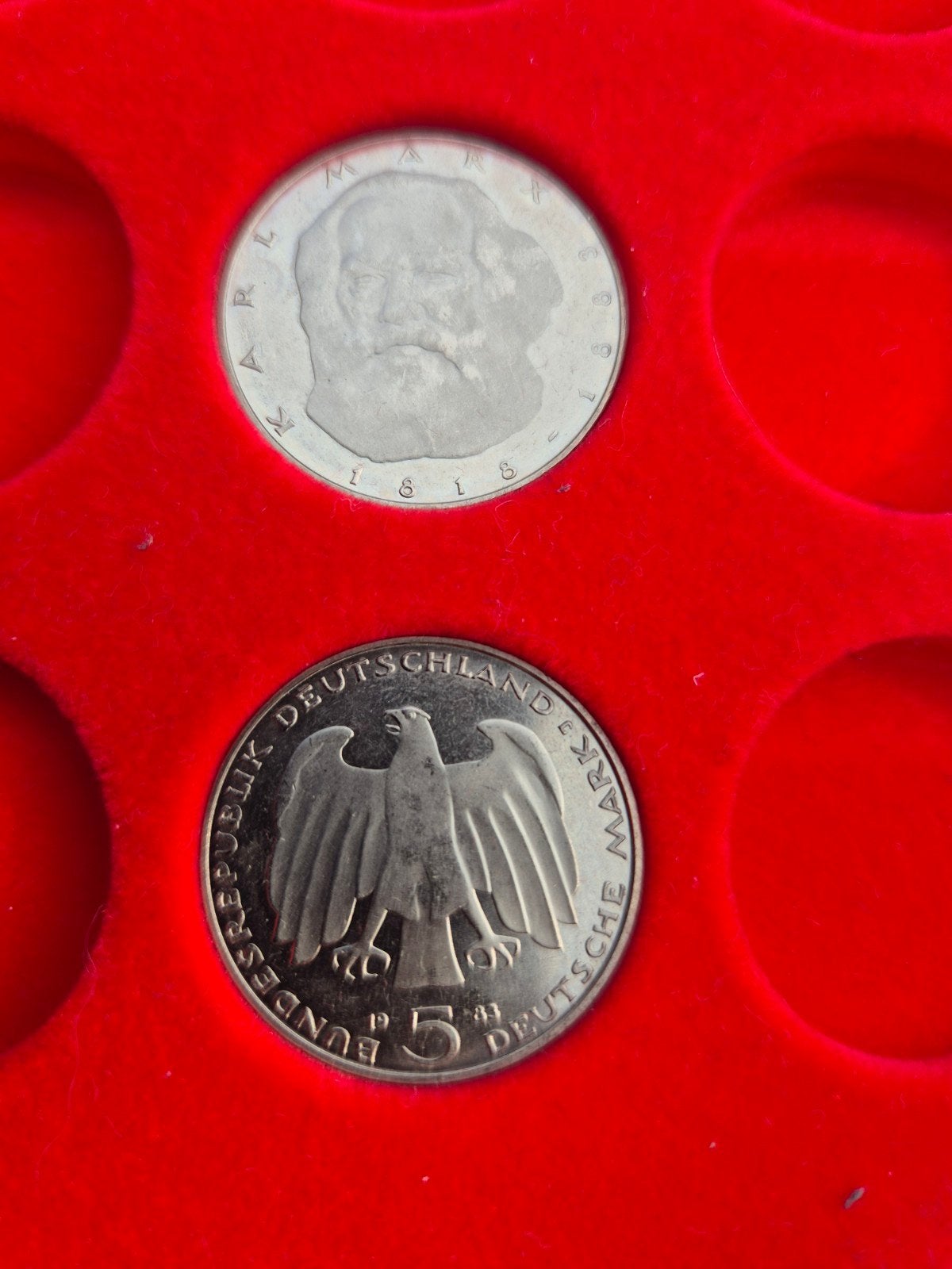 Duitse 5 Mark munt Karl Marx 1983, Ophalen of Verzenden, Duitsland, Losse munt