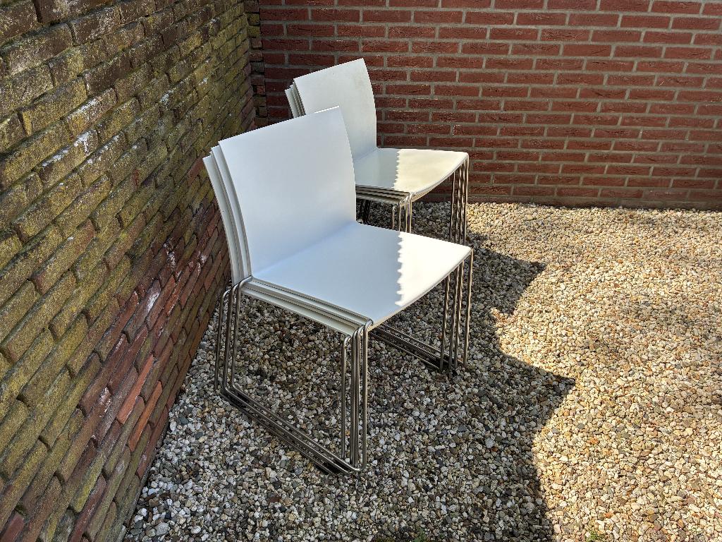 Whoppah stoelen wit  8 stuks, Ophalen, Zo goed als nieuw, Wit, Vijf, Zes of meer stoelen
