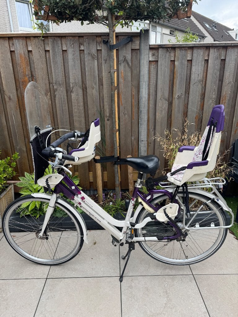 Dames fiets met twee kinderzitjes, Ophalen, Sparta, Gebruikt, 47 tot 50 cm