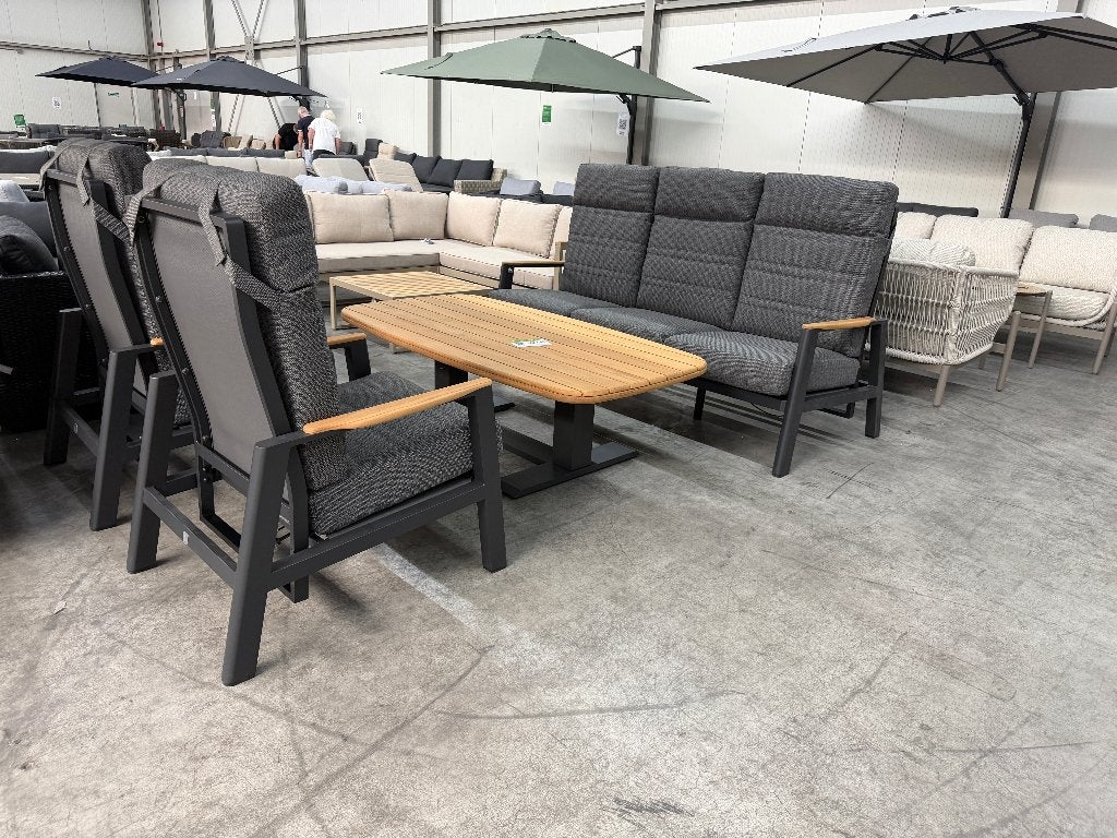 Brighton stoel-bank loungeset | aluminium + teakhout | 5pers, Ophalen, 5 zitplaatsen, Aston Martinlaan 36, Teakhout