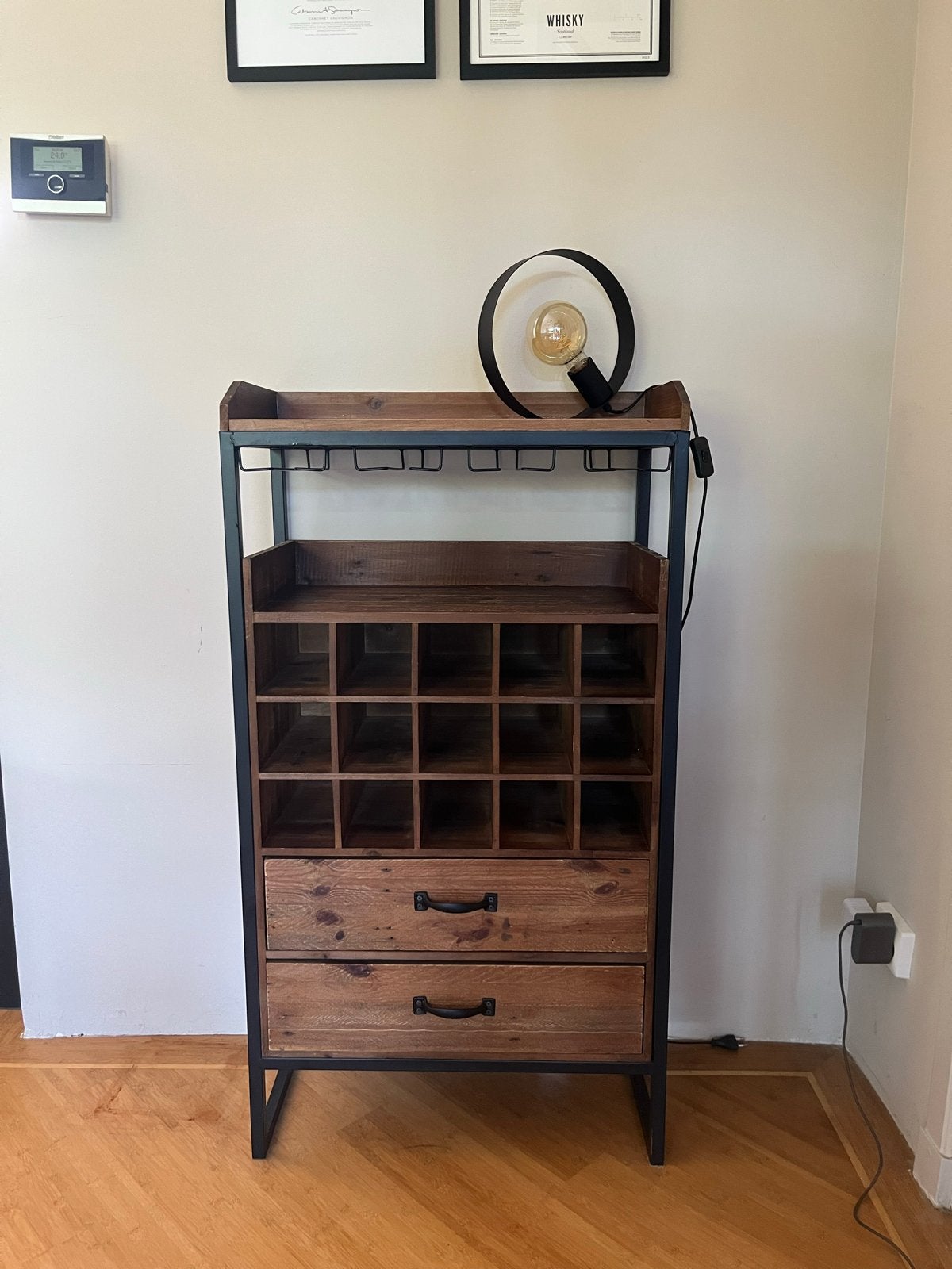 Wijnkast Vino - Hout - 116x63x32 cm, Ophalen, 15 tot 25 flessen, Zo goed als nieuw, 75 – 100