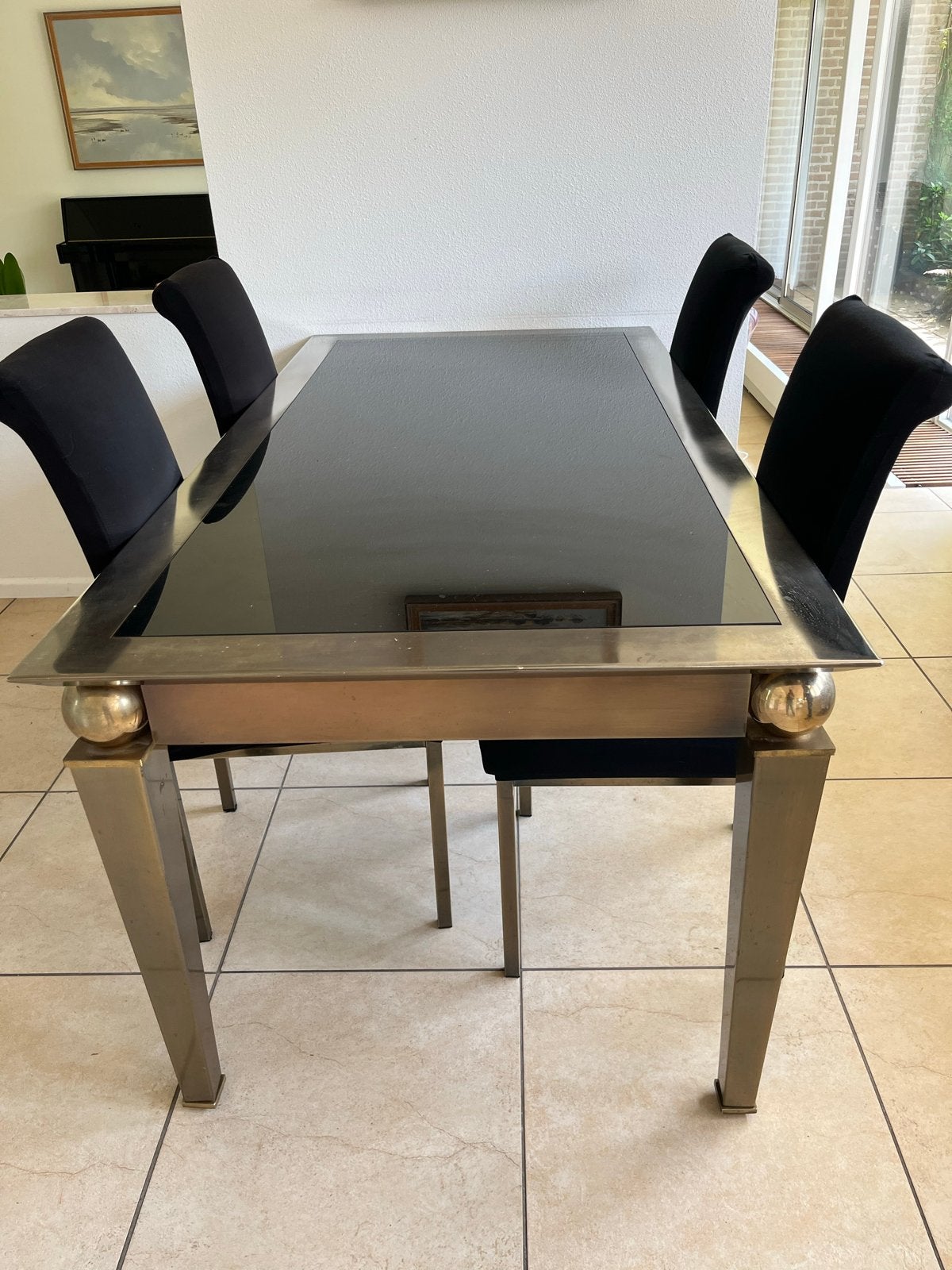 Elegante eettafel met 4 stoelen - Modern design, Ophalen, Gebruikt, 100 tot 150 cm, 50 tot 100 cm