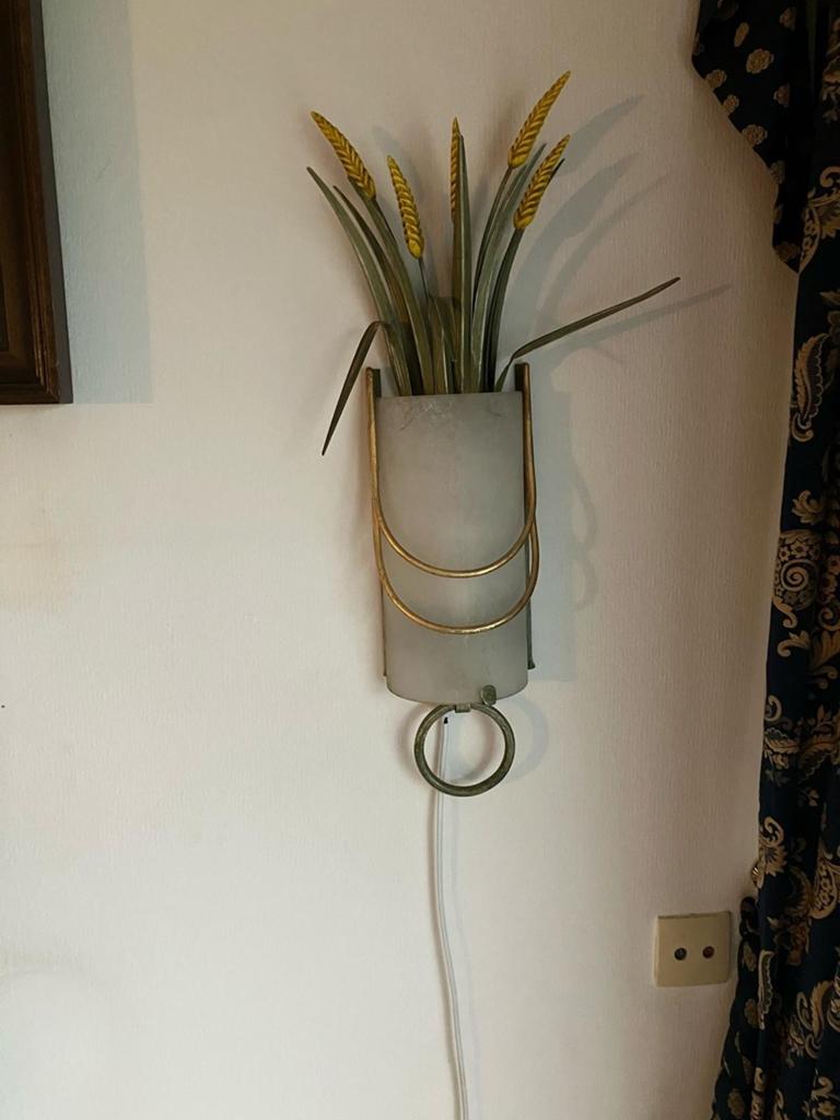Vintage wandlamp met korenaren, Ophalen of Verzenden, Gebruikt