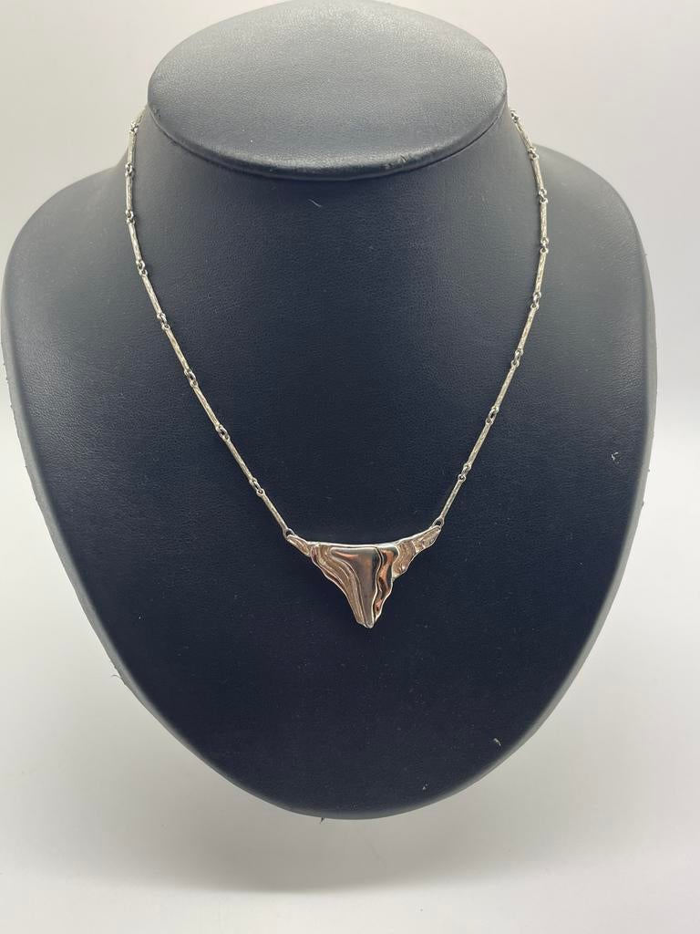 D723 Prachtige zilveren ketting Scandinavisch ontwerp, Ophalen of Verzenden, Zilver, Ketting